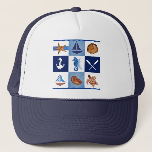 Nautical Ocean Designs Trucker Hat