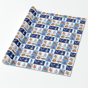 Nautical Ocean Designs Wrapping Paper