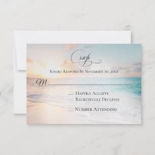 *~* Nautical Ocean Exotic Beach Wedding RSVP Card