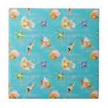 Nautical Ocean Fish Shell Starfish Pattern Ceramic Tile<br><div class="desc">This design was created through digital art. It may be personalized by clicking the customize button and changing the color, adding a name, initials or your favorite words. Contact me at colorflowcreations@gmail.com if you with to have this design on another product. Purchase my original abstract acrylic painting for sale at...</div>