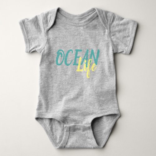 nautical OCEAN LIFE lettering Baby Bodysuit