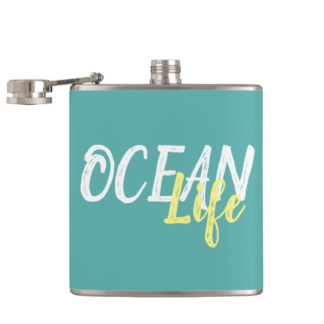 nautical OCEAN LIFE lettering | Flask (Opened)