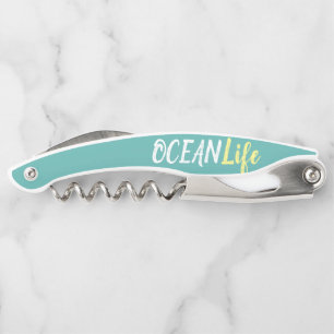 nautical OCEAN LIFE lettering Waiter's Corkscrew