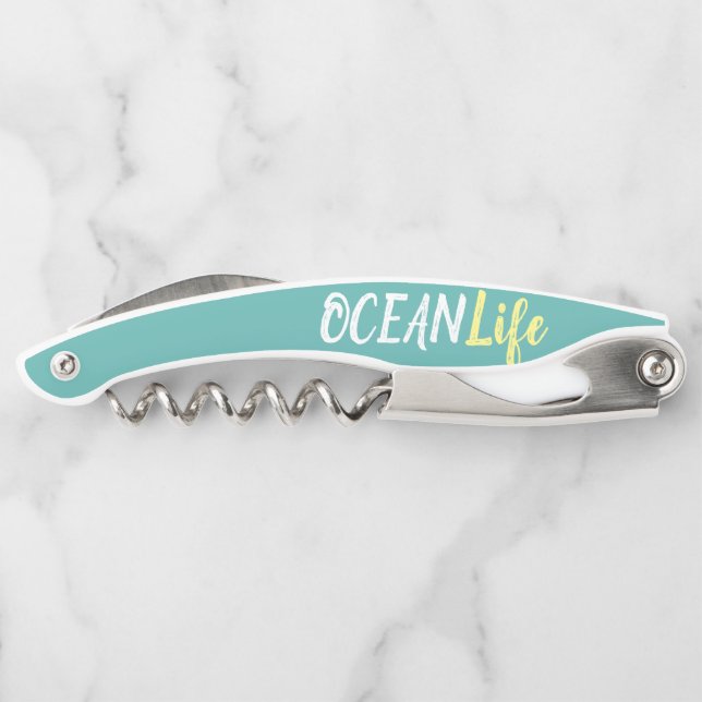 nautical OCEAN LIFE lettering Waiter's Corkscrew (Back)
