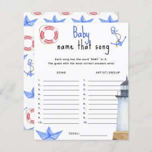 Nautical ocean - Name that song baby shower game