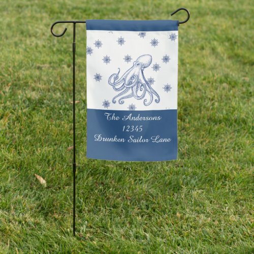  Nautical Ocean Navy Blue Octopus Address House Fl Garden Flag