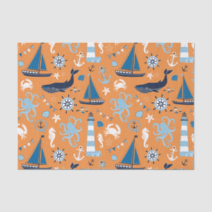 Nautical Ocean Orange Tissue Paper