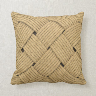 Nautical Ocean Plait Rope Knot Yacht Deck Throw Pillow