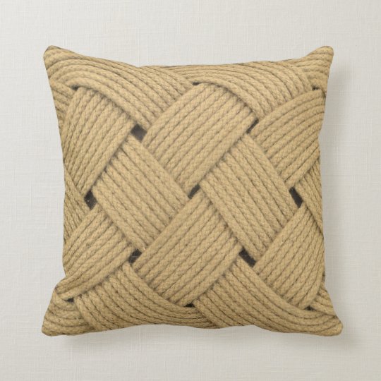 Nautical Ocean Plait Rope Knot Yacht Deck Throw Pillow