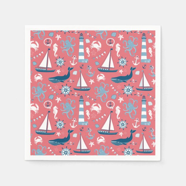 Nautical Ocean Rose Napkins (Front)