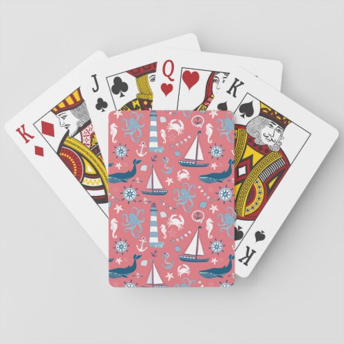 Nautical Ocean Rose Poker Cards
