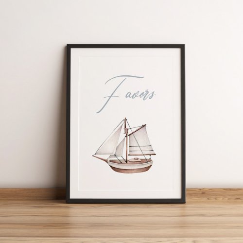 Nautical Ocean Sailboat Favor Table Sign