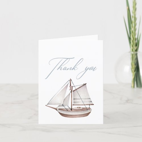 Nautical Ocean Sailboat Thank You Card