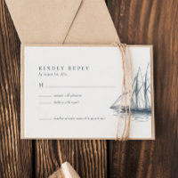 Nautical Ocean Sailboat Wedding RSVP Card