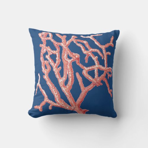 Nautical Ocean Sea Life Red Coral Modern Vintage 2 Outdoor Pillow