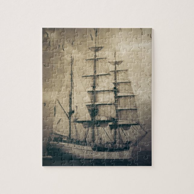 Nautical Ocean Sea Vintage Sailing sailboat Jigsaw Puzzle (Vertical)