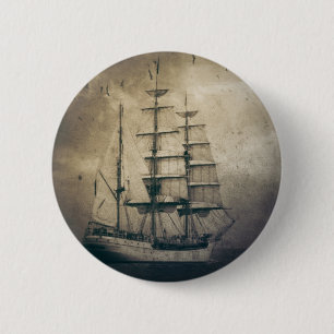 Nautical Ocean Sea Vintage Sailing sailboat Pinback Button