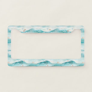 Nautical Ocean Seashell Pattern License Plate Frame