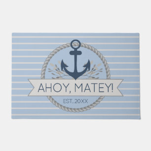 Nautical Ocean Seaside Custom Welcome Door Mat