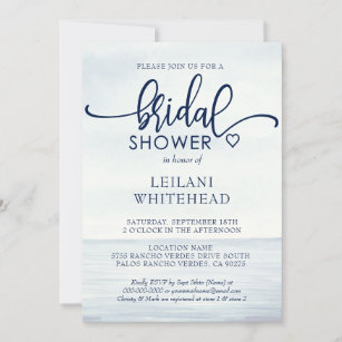 Nautical Ocean Watercolor Bridal Shower Invitation