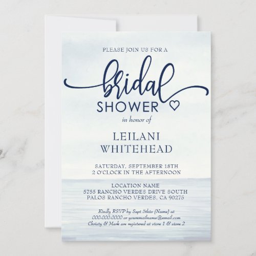 Nautical Ocean Watercolor Bridal Shower Invitation