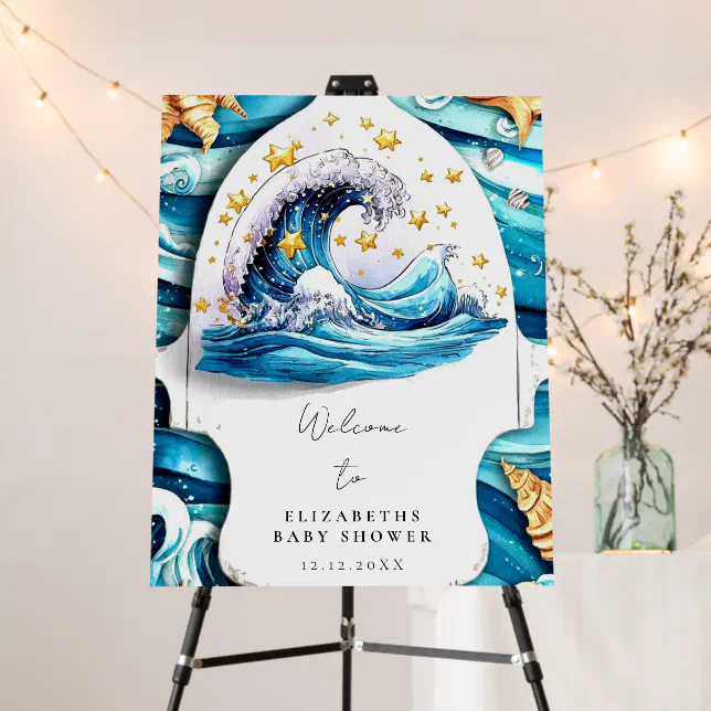 Nautical Ocean Waves Baby Shower Welcome Sign | Zazzle
