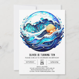 Nautical Ocean Waves Birthday Invitation