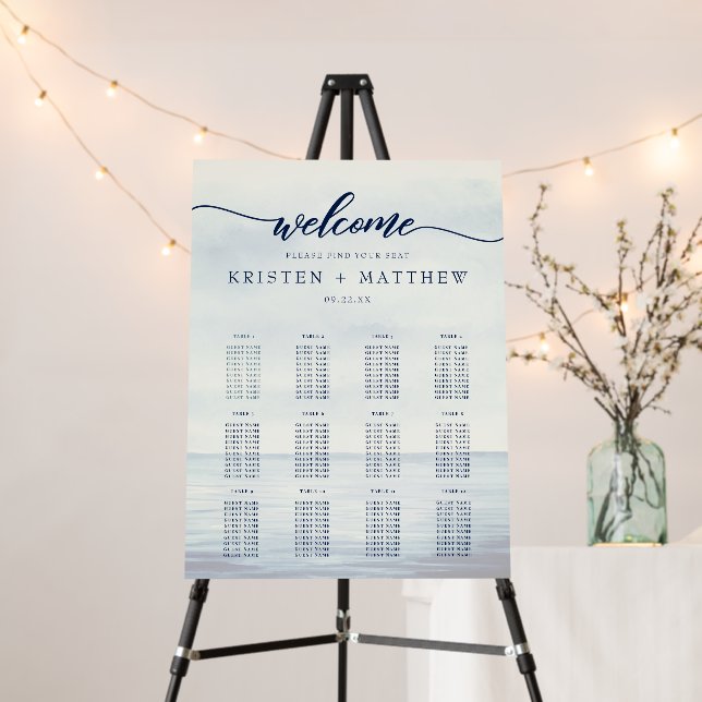 Nautical Ocean Wedding Seating Chart Foam Board (In Situ (Stand))