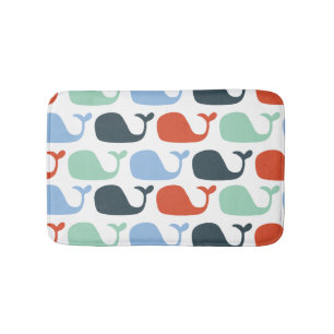 Nautical Ocean Whales Bathroom Mat