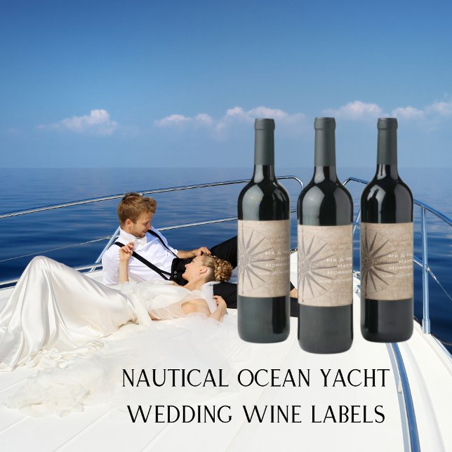 Nautical Ocean Yacht Wedding Wine Label (Nautical Ocean Yacht Wedding Wine Label)