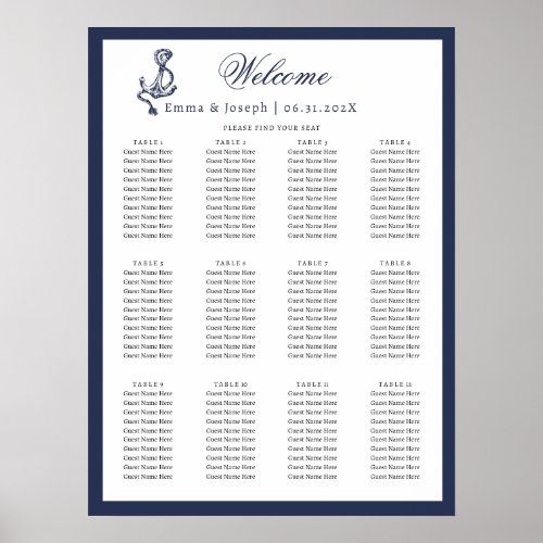 Nautical Oceanic classic navy blue Poster