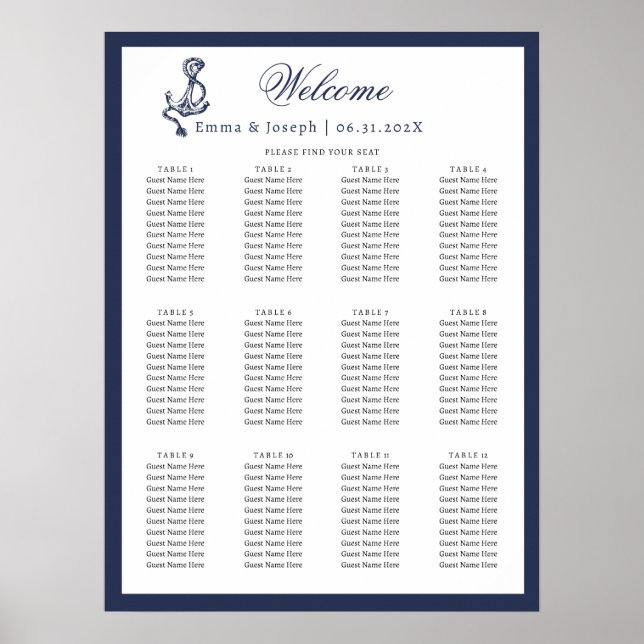 Nautical Oceanic classic navy blue Poster (Front)