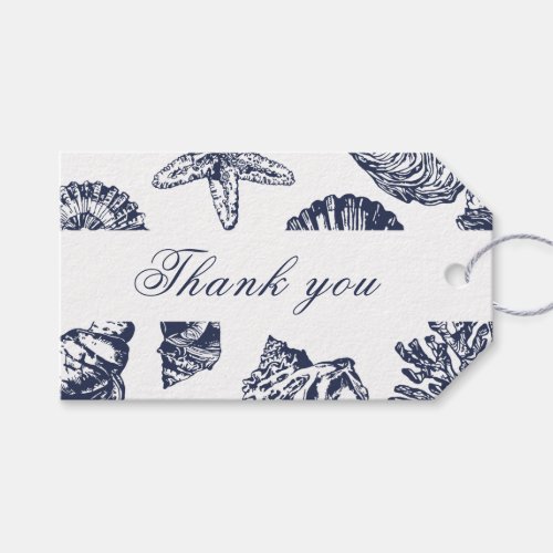 Nautical Oceanic classic navy blue Thank you Gift Tags