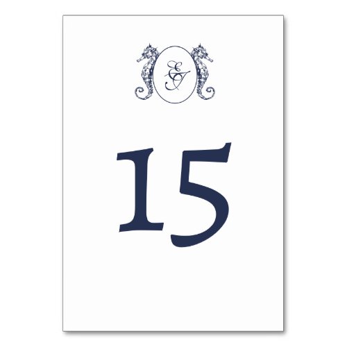 Nautical Oceanic classic navy blue Wedding Table Number