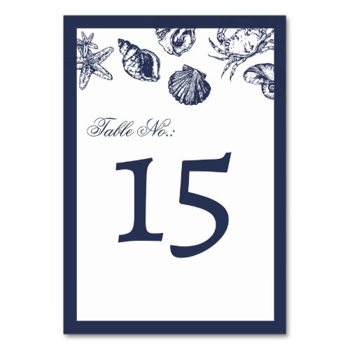 Nautical Oceanic classic navy blue Wedding Table Number