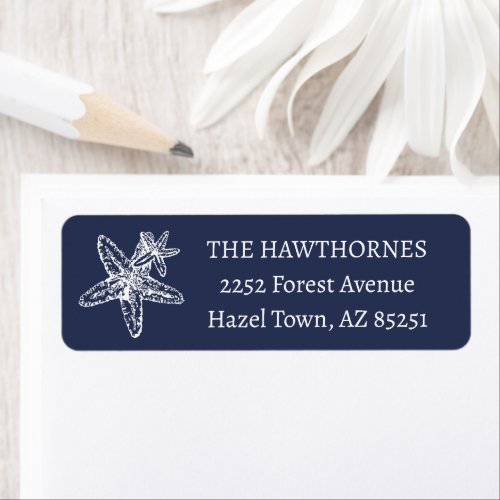 Nautical Oceanic dark navy Wedding Adress Label