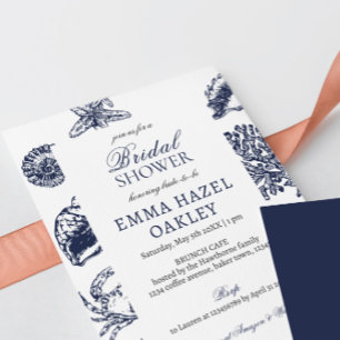Nautical Oceanic navy Bridal Shower Invitation