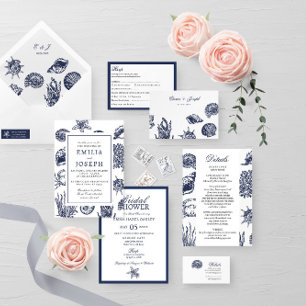 Nautical Oceanic navy Wedding Details Enclosure Card