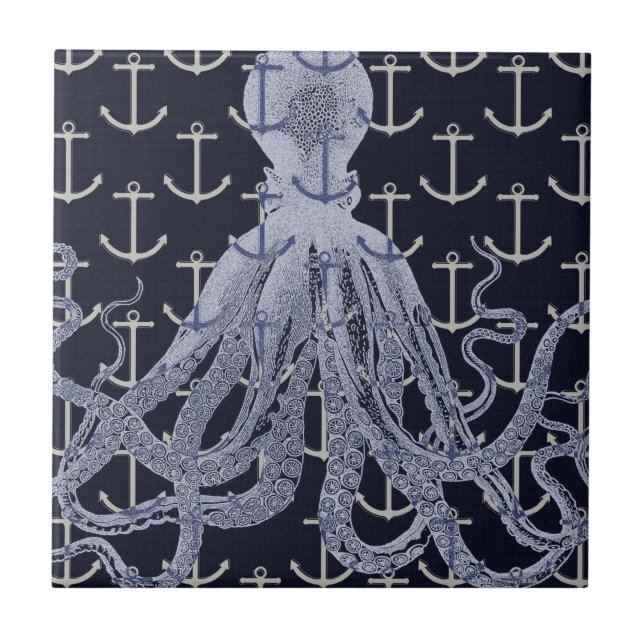 Nautical Octopus Ceramic Tile (Front)
