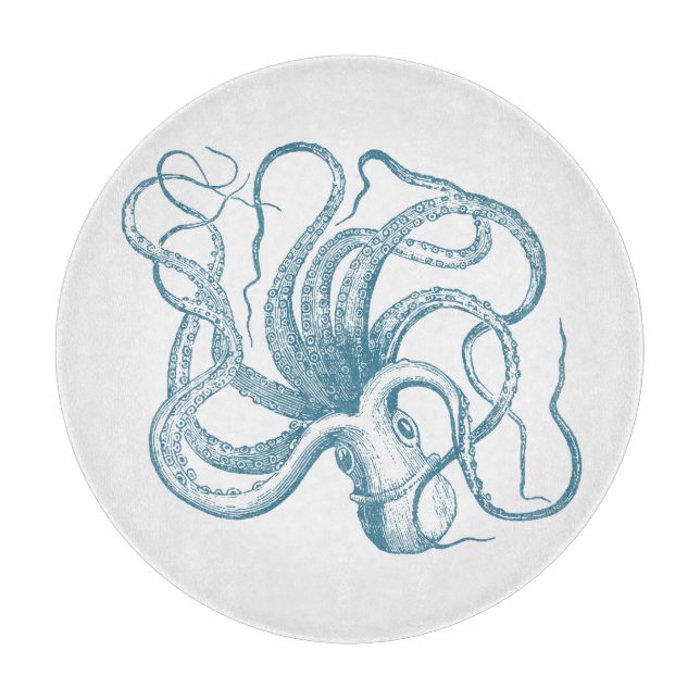 Nautical Octopus Cutting Board (Front)