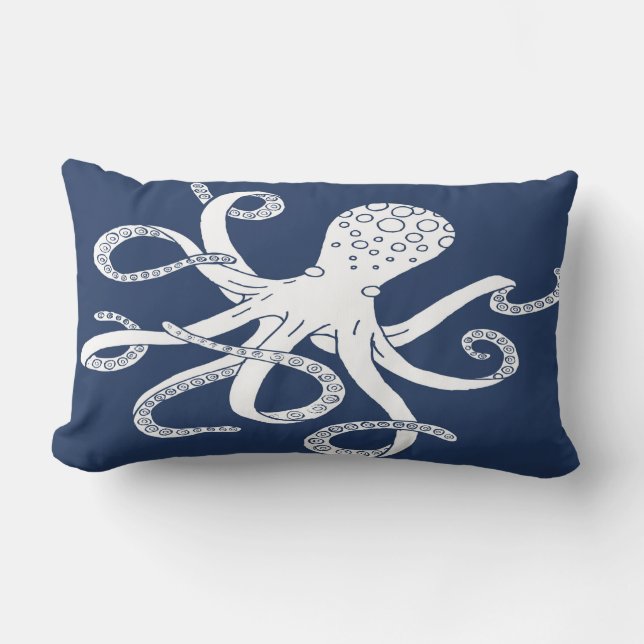 Nautical Octopus Lumbar Pillow (Front)