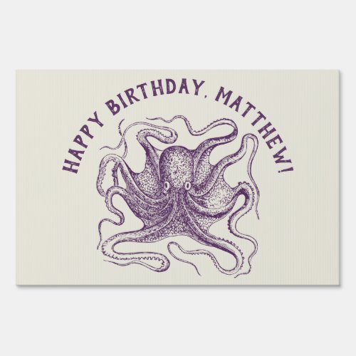 Nautical Octopus Personalized Birthday Party Sign