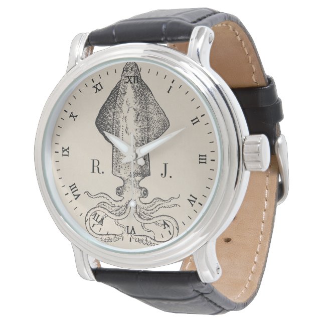Nautical Octopus Personalized Monogram Watch (Angled)
