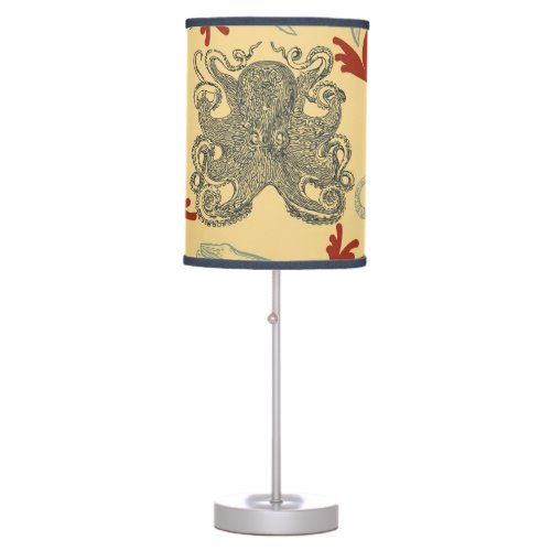 Nautical Octopus Sea Monster Illustration Table Lamp