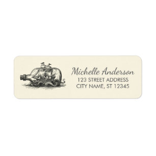 Nautical Octopus Ship in a Bottle Return Address Label