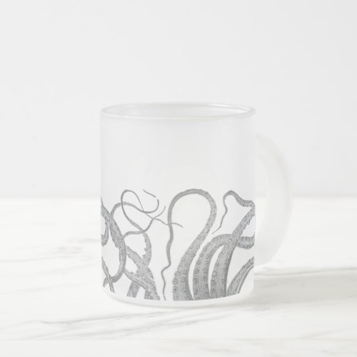 Nautical octopus tentacles vintage kraken steampun frosted glass coffee mug