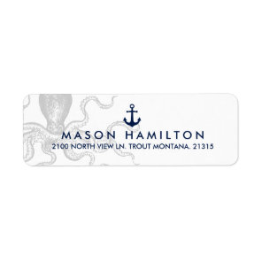 Nautical Octopus with Anchor | Return Address Label