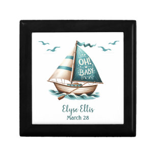 Nautical "Oh, Baby" Wooden Jewelry Box Mom-to-Be