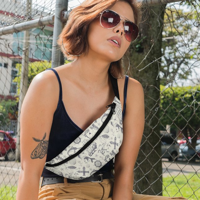 Nautical Old Sailor Tattoos Patterned Fanny Pack (Creator Uploaded)