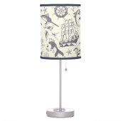 Nautical Old Sailor Tattoos Patterned Table Lamp (Left)
